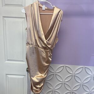 Elegant Gold Satin Dress